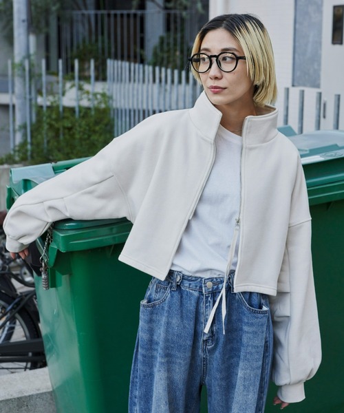 Auntie Rosa Holiday（アンティローザホリデー）の「2WAY裏毛ショートブルゾン / ハイネックトップス（スウェット・レディース・ブラック/グレー/ナチュラル・FREE）」の12枚目の写真