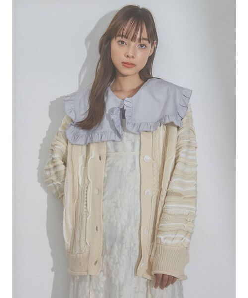 美品　メリージェニー マルチカラーニットカーディガン　ゆったり　レトロライク merry jenny マルチカラーラインニットカーディガン（ブラック