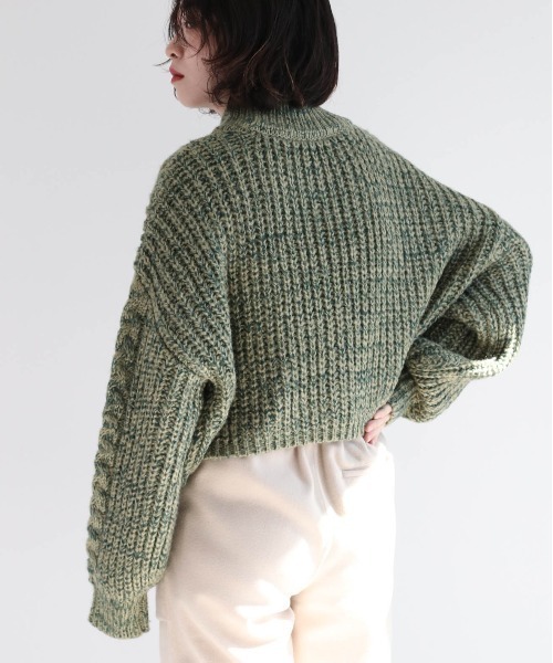 cepo（セポ）の「ミックスカラー ケーブルハイネックニット（ニット/セーター・レディース・ブルー/グリーン/チャコール・FREE）」の8枚目の写真