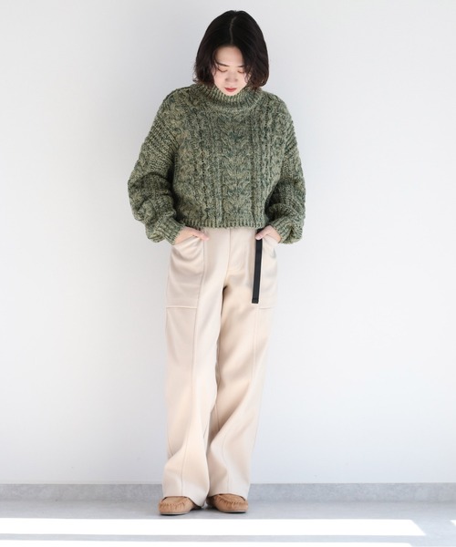 cepo（セポ）の「ミックスカラー ケーブルハイネックニット（ニット/セーター・レディース・ブルー/グリーン/チャコール・FREE）」の12枚目の写真