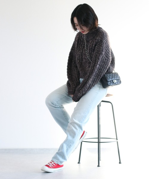 cepo（セポ）の「ミックスカラー ケーブルハイネックニット（ニット/セーター・レディース・ブルー/グリーン/チャコール・FREE）」の21枚目の写真