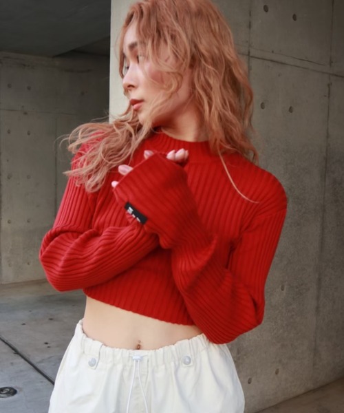 FIG&VIPER(フィグアンドバイパー)の「クロップドリブニットTOP(ニット/セーター・レディース・オレンジ/パープル/ホワイト/グレー/ブラック・FREE)」の5枚目の写真
