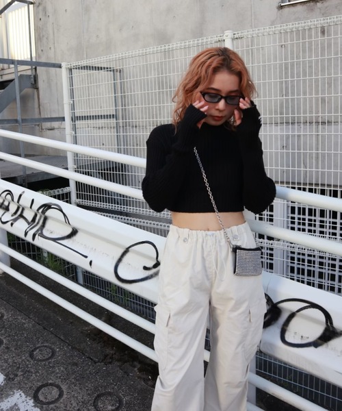 FIG&VIPER(フィグアンドバイパー)の「クロップドリブニットTOP(ニット/セーター・レディース・オレンジ/パープル/ホワイト/グレー/ブラック・FREE)」の21枚目の写真