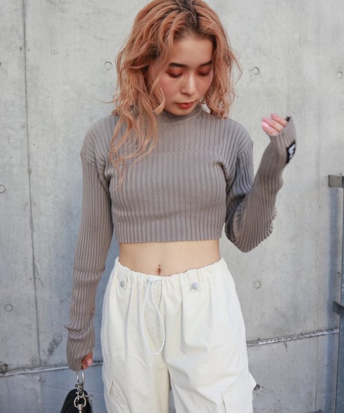 FIG&VIPER(フィグアンドバイパー)の「クロップドリブニットTOP(ニット/セーター・レディース・オレンジ/パープル/ホワイト/グレー/ブラック・FREE)」の17枚目の写真