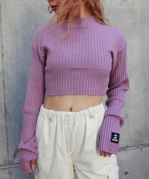 FIG&VIPER(フィグアンドバイパー)の「クロップドリブニットTOP(ニット/セーター・レディース・オレンジ/パープル/ホワイト/グレー/ブラック・FREE)」の14枚目の写真