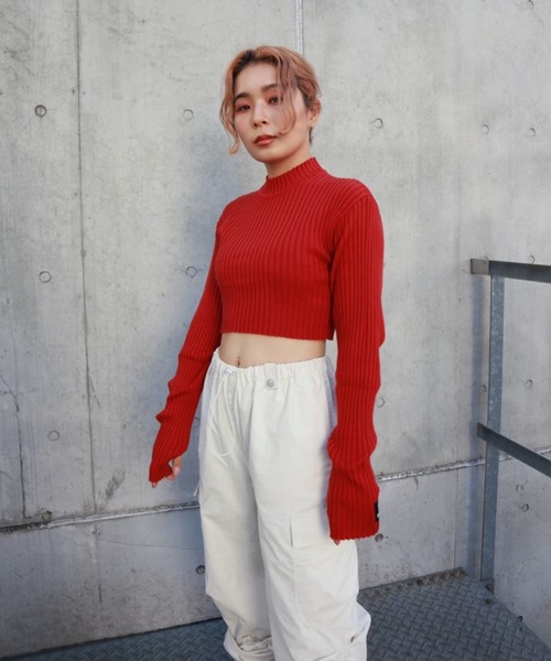 FIG&VIPER(フィグアンドバイパー)の「クロップドリブニットTOP(ニット/セーター・レディース・オレンジ/パープル/ホワイト/グレー/ブラック・FREE)」の8枚目の写真