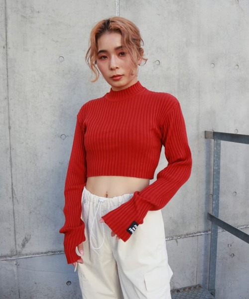 FIG&VIPER(フィグアンドバイパー)の「クロップドリブニットTOP(ニット/セーター・レディース・オレンジ/パープル/ホワイト/グレー/ブラック・FREE)」の9枚目の写真