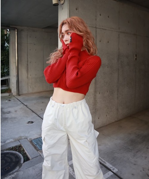 FIG&VIPER(フィグアンドバイパー)の「クロップドリブニットTOP(ニット/セーター・レディース・オレンジ/パープル/ホワイト/グレー/ブラック・FREE)」の7枚目の写真