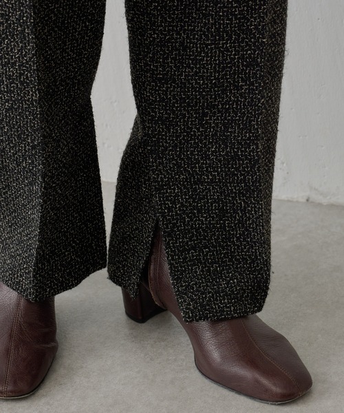BEARDSLEY(ビアズリー)の「ツイードパンツ:卒業・入学式にも 両内側にスリット・セットアップアイテム有(その他パンツ・レディース・ブラック・FREE)」の5枚目の写真
