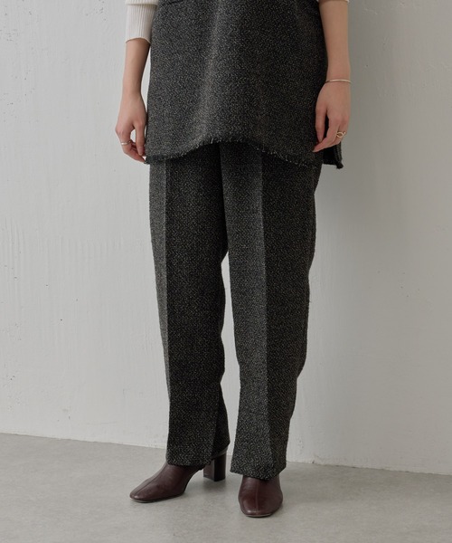 BEARDSLEY(ビアズリー)の「ツイードパンツ:卒業・入学式にも 両内側にスリット・セットアップアイテム有(その他パンツ・レディース・ブラック・FREE)」の6枚目の写真