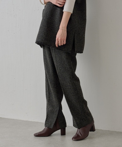 BEARDSLEY(ビアズリー)の「ツイードパンツ:卒業・入学式にも 両内側にスリット・セットアップアイテム有(その他パンツ・レディース・ブラック・FREE)」の8枚目の写真