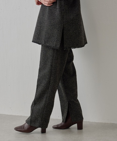 BEARDSLEY(ビアズリー)の「ツイードパンツ:卒業・入学式にも 両内側にスリット・セットアップアイテム有(その他パンツ・レディース・ブラック・FREE)」の9枚目の写真