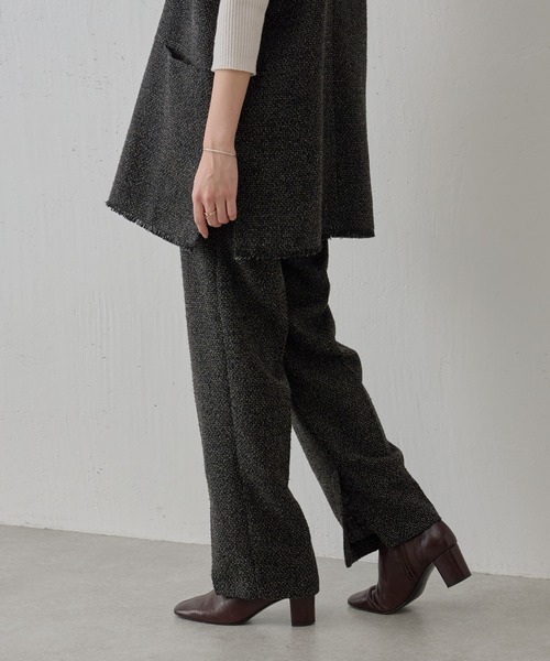 BEARDSLEY(ビアズリー)の「ツイードパンツ:卒業・入学式にも 両内側にスリット・セットアップアイテム有(その他パンツ・レディース・ブラック・FREE)」の11枚目の写真