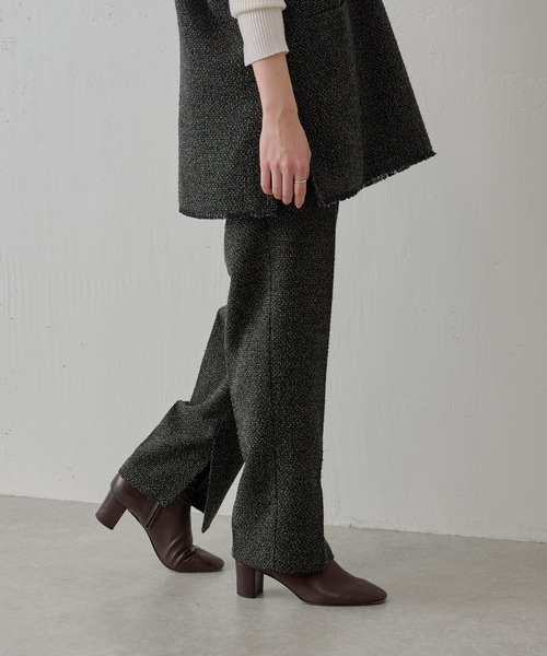 BEARDSLEY(ビアズリー)の「ツイードパンツ:卒業・入学式にも 両内側にスリット・セットアップアイテム有(その他パンツ・レディース・ブラック・FREE)」の15枚目の写真