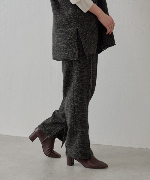 BEARDSLEY(ビアズリー)の「ツイードパンツ:卒業・入学式にも 両内側にスリット・セットアップアイテム有(その他パンツ・レディース・ブラック・FREE)」の16枚目の写真