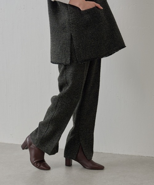 BEARDSLEY(ビアズリー)の「ツイードパンツ:卒業・入学式にも 両内側にスリット・セットアップアイテム有(その他パンツ・レディース・ブラック・FREE)」の17枚目の写真