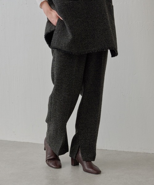 BEARDSLEY(ビアズリー)の「ツイードパンツ:卒業・入学式にも 両内側にスリット・セットアップアイテム有(その他パンツ・レディース・ブラック・FREE)」の19枚目の写真