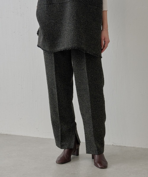 BEARDSLEY(ビアズリー)の「ツイードパンツ:卒業・入学式にも 両内側にスリット・セットアップアイテム有(その他パンツ・レディース・ブラック・FREE)」の20枚目の写真
