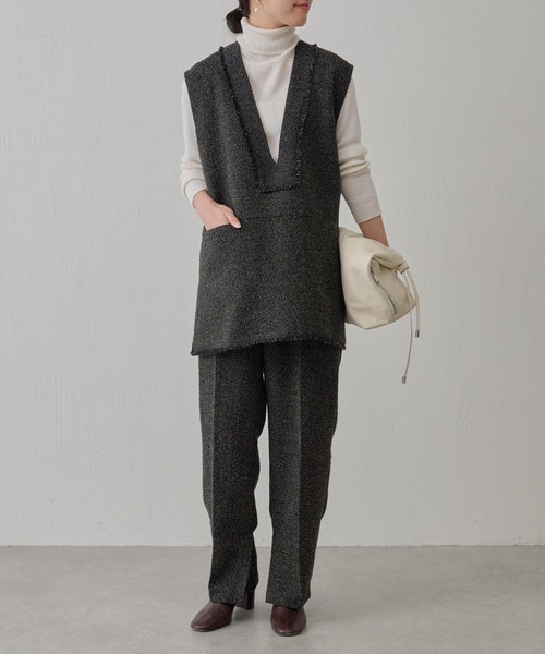 BEARDSLEY(ビアズリー)の「ツイードパンツ:卒業・入学式にも 両内側にスリット・セットアップアイテム有(その他パンツ・レディース・ブラック・FREE)」の22枚目の写真