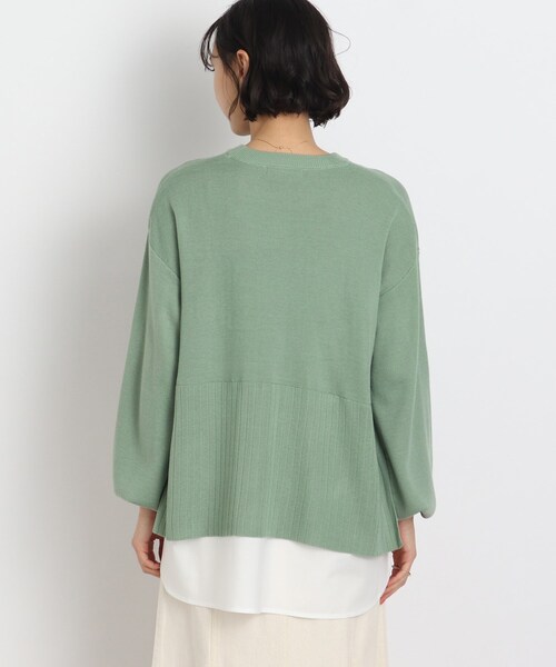 SHOO・LA・RUE（シューラルー）の「◆【洗える】サイドリボンが決め手！一枚でキマるレイヤード風（ニット/セーター・レディース・グリーン/ブラック/オフホワイト・00）」の21枚目の写真
