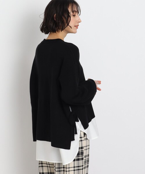 SHOO・LA・RUE（シューラルー）の「◆【洗える】サイドリボンが決め手！一枚でキマるレイヤード風（ニット/セーター・レディース・グリーン/ブラック/オフホワイト・00）」の18枚目の写真