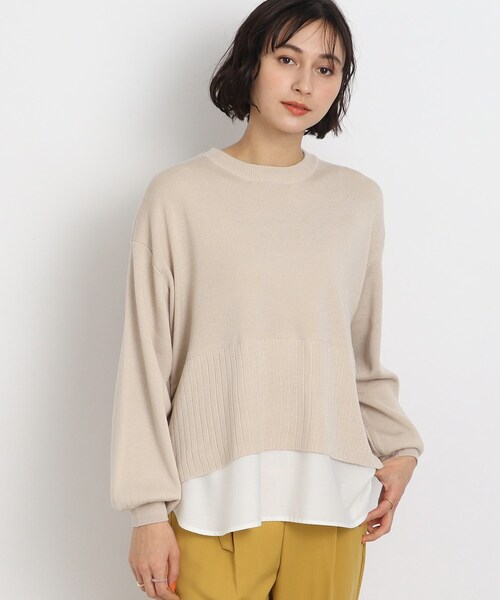 SHOO・LA・RUE（シューラルー）の「◆【洗える】サイドリボンが決め手！一枚でキマるレイヤード風（ニット/セーター・レディース・グリーン/ブラック/オフホワイト・00）」の15枚目の写真