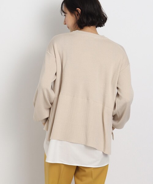 SHOO・LA・RUE（シューラルー）の「◆【洗える】サイドリボンが決め手！一枚でキマるレイヤード風（ニット/セーター・レディース・グリーン/ブラック/オフホワイト・00）」の6枚目の写真