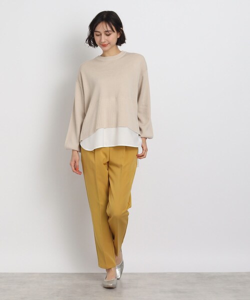 SHOO・LA・RUE（シューラルー）の「◆【洗える】サイドリボンが決め手！一枚でキマるレイヤード風（ニット/セーター・レディース・グリーン/ブラック/オフホワイト・00）」の19枚目の写真