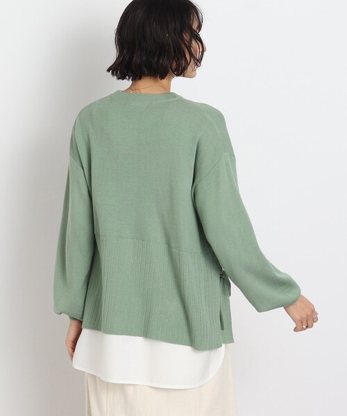 SHOO・LA・RUE（シューラルー）の「◆【洗える】サイドリボンが決め手！一枚でキマるレイヤード風（ニット/セーター・レディース・グリーン/ブラック/オフホワイト・00）」の10枚目の写真