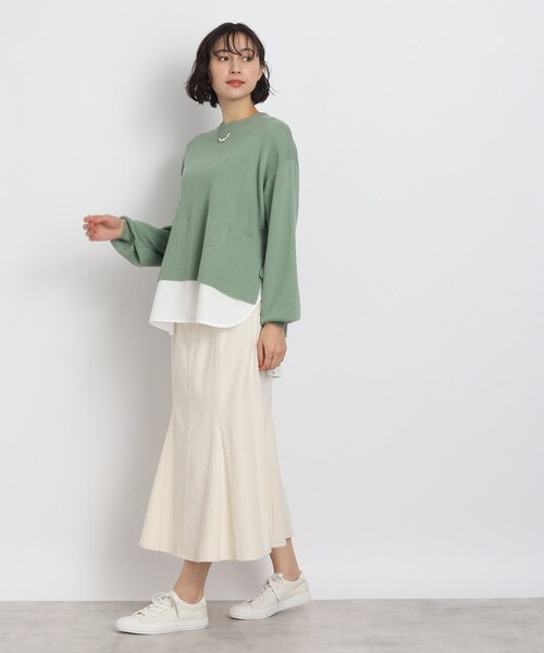 SHOO・LA・RUE（シューラルー）の「◆【洗える】サイドリボンが決め手！一枚でキマるレイヤード風（ニット/セーター・レディース・グリーン/ブラック/オフホワイト・00）」の20枚目の写真