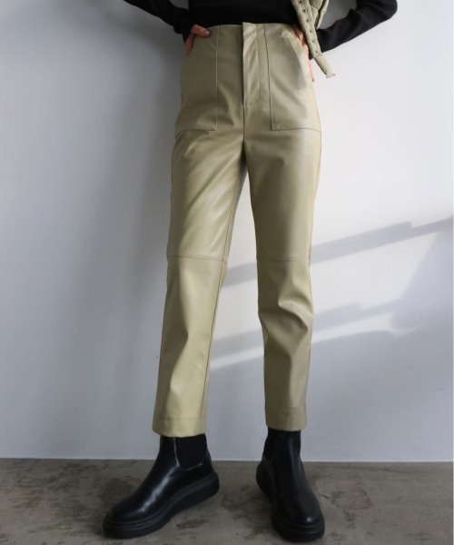TRUNC（トランクエイティーエイト）の「Eco leather Slim Pants（その他パンツ・レディース・ブラック/ライトグリーン・FREE）」の4枚目の写真