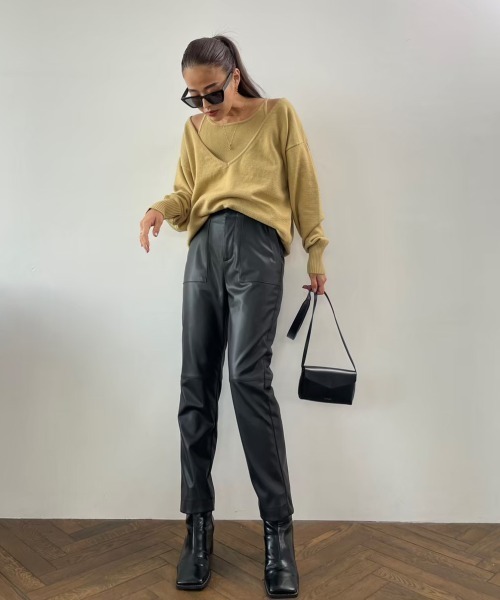 TRUNC（トランクエイティーエイト）の「Eco leather Slim Pants（その他パンツ・レディース・ブラック/ライトグリーン・FREE）」の17枚目の写真