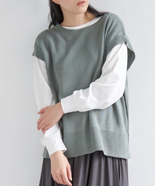 ikka(イッカ)の「【2点セット】3WAYニットベストアンサンブル(アンサンブル・レディース・ミント/ベージュ/ブラック/ネイビー/スカイブルー・M/L/S)」の3枚目の写真