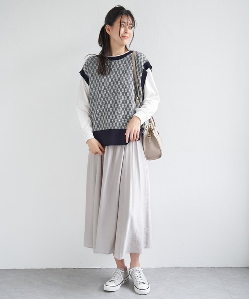 ikka(イッカ)の「【2点セット】3WAYニットベストアンサンブル(アンサンブル・レディース・ミント/ベージュ/ブラック/ネイビー/スカイブルー・M/L/S)」の10枚目の写真