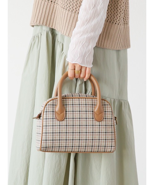 ehka sopo(エヘカソポ)の「チェックボストンショルダーバッグ(ショルダーバッグ・レディース・ベージュ/モカ/ダークブラウン/ブラウン・フリ-)」の4枚目の写真