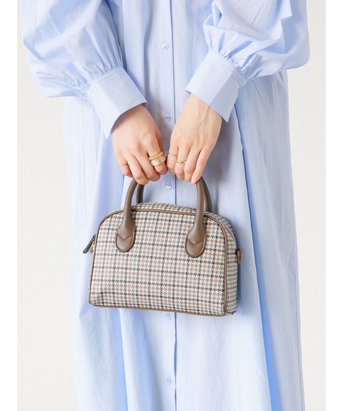 ehka sopo(エヘカソポ)の「チェックボストンショルダーバッグ(ショルダーバッグ・レディース・ベージュ/モカ/ダークブラウン/ブラウン・フリ-)」の3枚目の写真