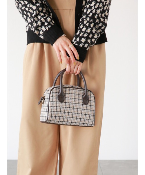 ehka sopo(エヘカソポ)の「チェックボストンショルダーバッグ(ショルダーバッグ・レディース・ベージュ/モカ/ダークブラウン/ブラウン・フリ-)」の13枚目の写真