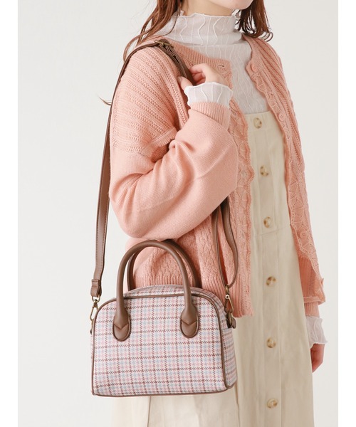 ehka sopo(エヘカソポ)の「チェックボストンショルダーバッグ(ショルダーバッグ・レディース・ベージュ/モカ/ダークブラウン/ブラウン・フリ-)」の14枚目の写真