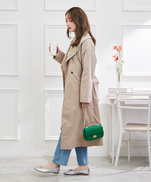 美品】クチュールブローチベンタイルスプリングトレンチコート青M