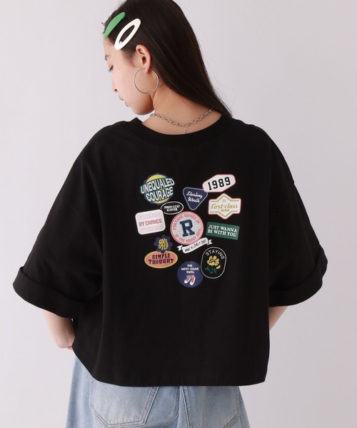 repipi armario(レピピ アルマリオ)の「ワッペンワイドルーズT(Tシャツ/カットソー・キッズ・グリーン/ブラック/アイボリー/杢グレー/パープル/ライム・SMALL/MEDIUM/LARGE)」の3枚目の写真