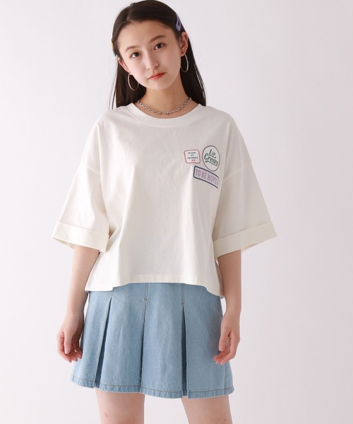 repipi armario(レピピ アルマリオ)の「ワッペンワイドルーズT(Tシャツ/カットソー・キッズ・グリーン/ブラック/アイボリー/杢グレー/パープル/ライム・SMALL/MEDIUM/LARGE)」の9枚目の写真