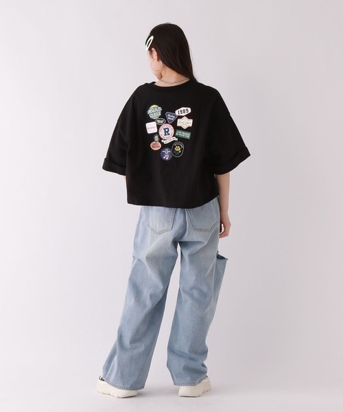 repipi armario(レピピ アルマリオ)の「ワッペンワイドルーズT(Tシャツ/カットソー・キッズ・グリーン/ブラック/アイボリー/杢グレー/パープル/ライム・SMALL/MEDIUM/LARGE)」の11枚目の写真