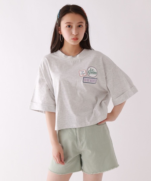 repipi armario(レピピ アルマリオ)の「ワッペンワイドルーズT(Tシャツ/カットソー・キッズ・グリーン/ブラック/アイボリー/杢グレー/パープル/ライム・SMALL/MEDIUM/LARGE)」の15枚目の写真