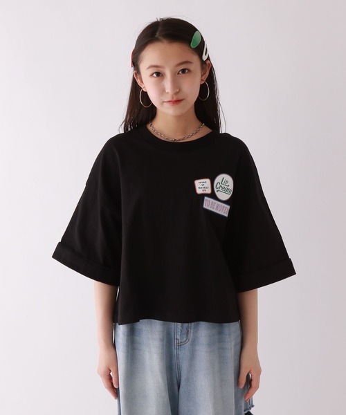 repipi armario(レピピ アルマリオ)の「ワッペンワイドルーズT(Tシャツ/カットソー・キッズ・グリーン/ブラック/アイボリー/杢グレー/パープル/ライム・SMALL/MEDIUM/LARGE)」の19枚目の写真