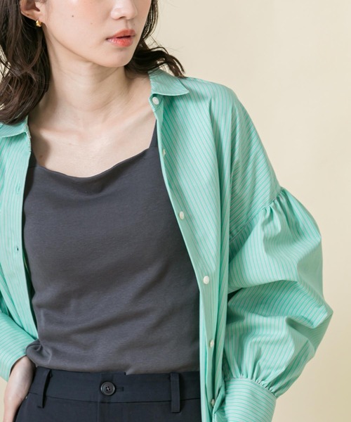 Gready Brilliant(グレディブリリアン)の「フライス2wayタンクトップ(タンクトップ・レディース・オフホワイト/ライトグレー/チャコールグレー/ブラック・38)」の1枚目の写真