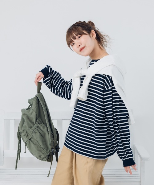 kutir（クティール）の「ボーダーロンT（Tシャツ/カットソー・レディース・杢グレー/ブラック/ネイビー・MEDIUM/LARGE）」の21枚目の写真