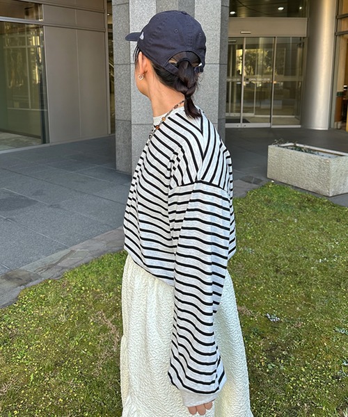 kutir（クティール）の「ボーダーロンT（Tシャツ/カットソー・レディース・杢グレー/ブラック/ネイビー・MEDIUM/LARGE）」の13枚目の写真