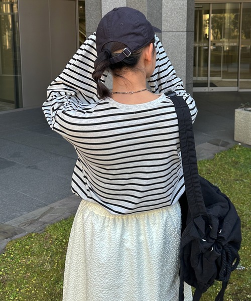 kutir（クティール）の「ボーダーロンT（Tシャツ/カットソー・レディース・杢グレー/ブラック/ネイビー・MEDIUM/LARGE）」の14枚目の写真