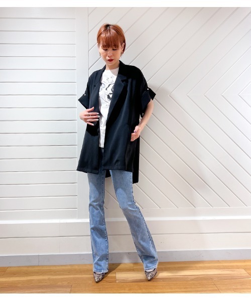 GALENA（ガレナ）の「【GALENA/ガレナ】パールボタンオーバーシルエットハーフスリーブジャケット（テーラードジャケット・レディース・モカ/ブラック・FREE）」の5枚目の写真