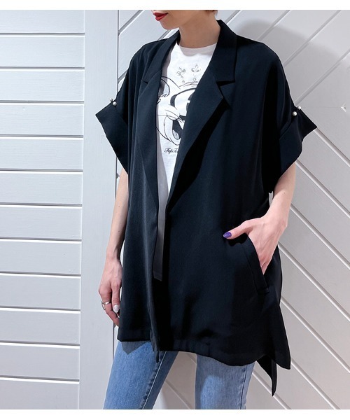 GALENA（ガレナ）の「【GALENA/ガレナ】パールボタンオーバーシルエットハーフスリーブジャケット（テーラードジャケット・レディース・モカ/ブラック・FREE）」の3枚目の写真